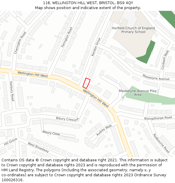 118, WELLINGTON HILL WEST, BRISTOL, BS9 4QY: Location map and indicative extent of plot