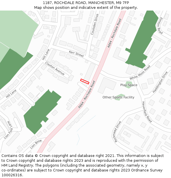 1187, ROCHDALE ROAD, MANCHESTER, M9 7FP: Location map and indicative extent of plot