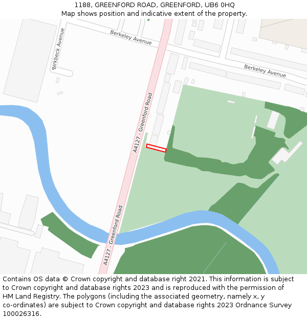 1188, GREENFORD ROAD, GREENFORD, UB6 0HQ: Location map and indicative extent of plot