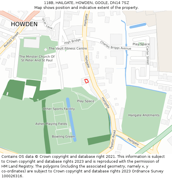 118B, HAILGATE, HOWDEN, GOOLE, DN14 7SZ: Location map and indicative extent of plot