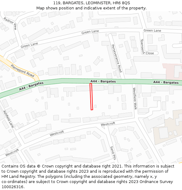 119, BARGATES, LEOMINSTER, HR6 8QS: Location map and indicative extent of plot
