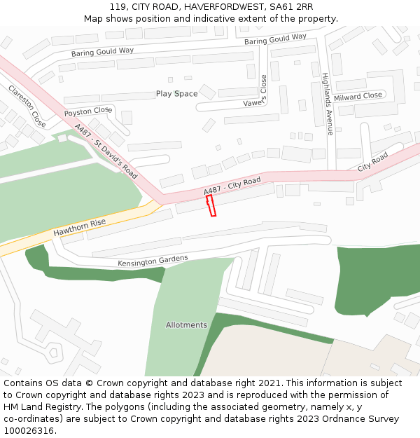 119, CITY ROAD, HAVERFORDWEST, SA61 2RR: Location map and indicative extent of plot
