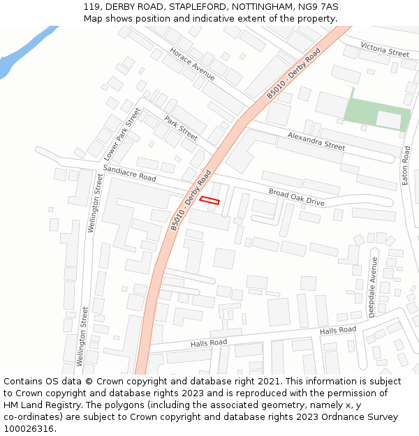 119, DERBY ROAD, STAPLEFORD, NOTTINGHAM, NG9 7AS: Location map and indicative extent of plot