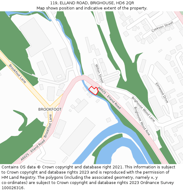 119, ELLAND ROAD, BRIGHOUSE, HD6 2QR: Location map and indicative extent of plot