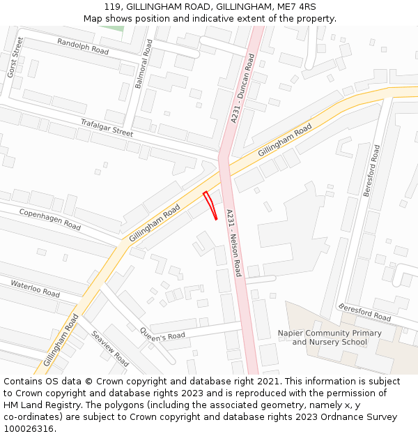 119, GILLINGHAM ROAD, GILLINGHAM, ME7 4RS: Location map and indicative extent of plot