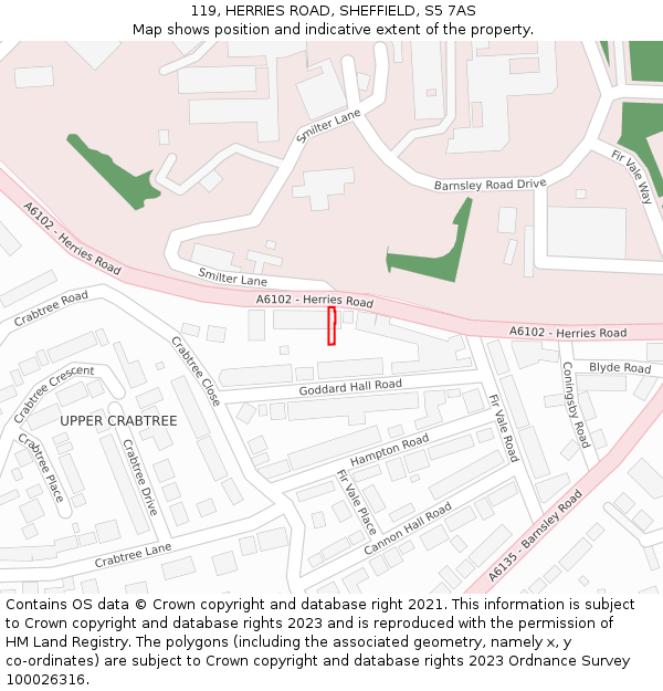 119, HERRIES ROAD, SHEFFIELD, S5 7AS: Location map and indicative extent of plot