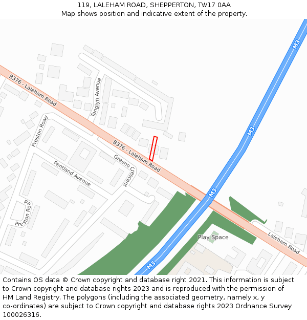 119, LALEHAM ROAD, SHEPPERTON, TW17 0AA: Location map and indicative extent of plot