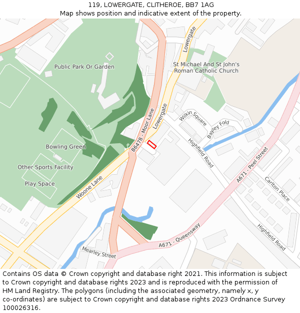 119, LOWERGATE, CLITHEROE, BB7 1AG: Location map and indicative extent of plot