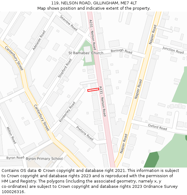 119, NELSON ROAD, GILLINGHAM, ME7 4LT: Location map and indicative extent of plot