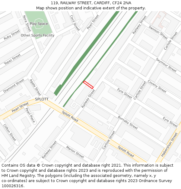 119, RAILWAY STREET, CARDIFF, CF24 2NA: Location map and indicative extent of plot