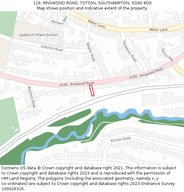 119, RINGWOOD ROAD, TOTTON, SOUTHAMPTON, SO40 8DX: Location map and indicative extent of plot