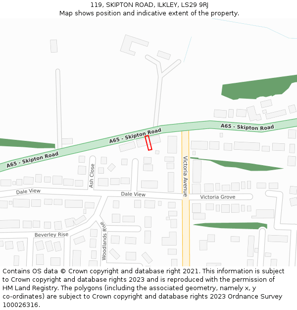 119, SKIPTON ROAD, ILKLEY, LS29 9RJ: Location map and indicative extent of plot
