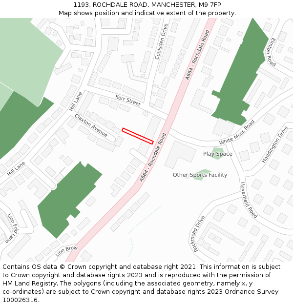 1193, ROCHDALE ROAD, MANCHESTER, M9 7FP: Location map and indicative extent of plot