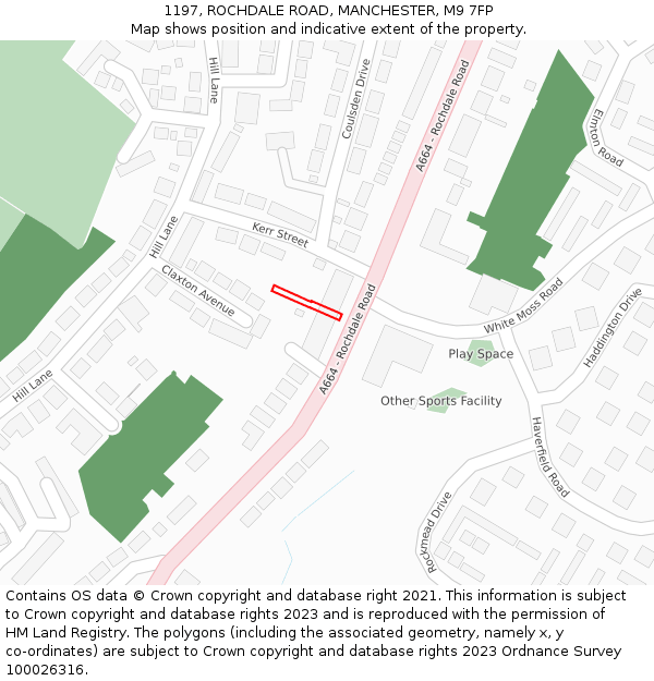 1197, ROCHDALE ROAD, MANCHESTER, M9 7FP: Location map and indicative extent of plot