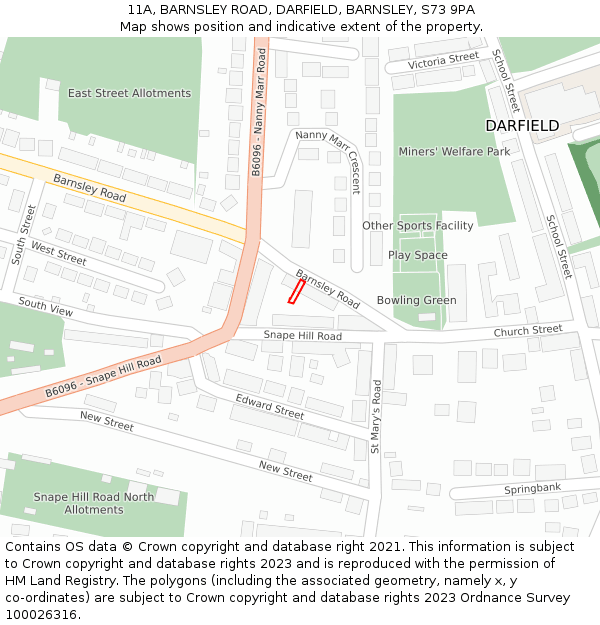 11A, BARNSLEY ROAD, DARFIELD, BARNSLEY, S73 9PA: Location map and indicative extent of plot