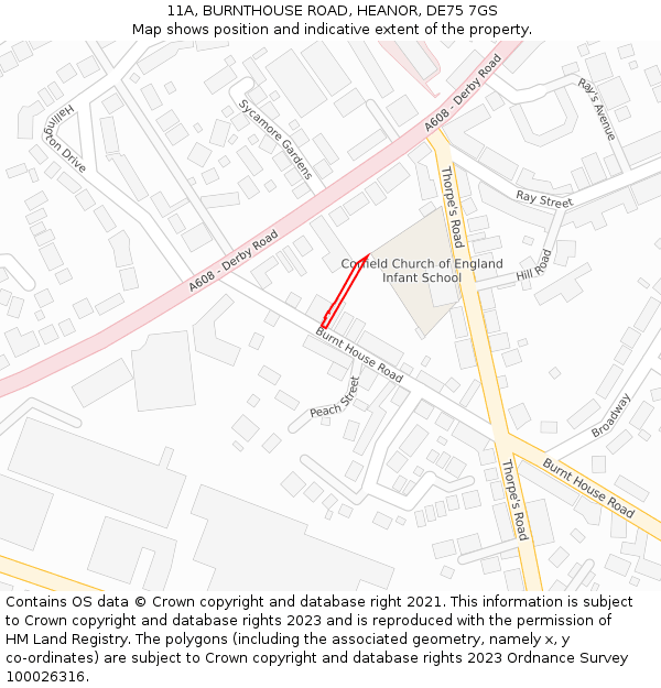 11A, BURNTHOUSE ROAD, HEANOR, DE75 7GS: Location map and indicative extent of plot