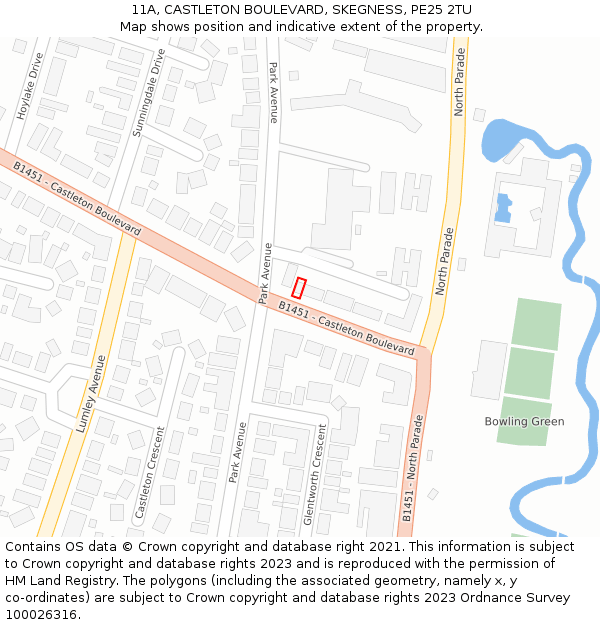 11A, CASTLETON BOULEVARD, SKEGNESS, PE25 2TU: Location map and indicative extent of plot
