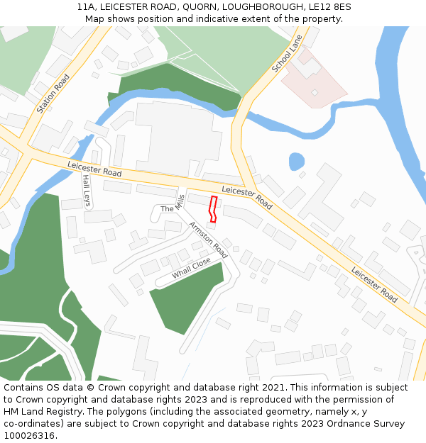 11A, LEICESTER ROAD, QUORN, LOUGHBOROUGH, LE12 8ES: Location map and indicative extent of plot