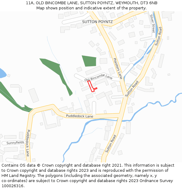11A, OLD BINCOMBE LANE, SUTTON POYNTZ, WEYMOUTH, DT3 6NB: Location map and indicative extent of plot