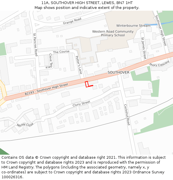 11A, SOUTHOVER HIGH STREET, LEWES, BN7 1HT: Location map and indicative extent of plot