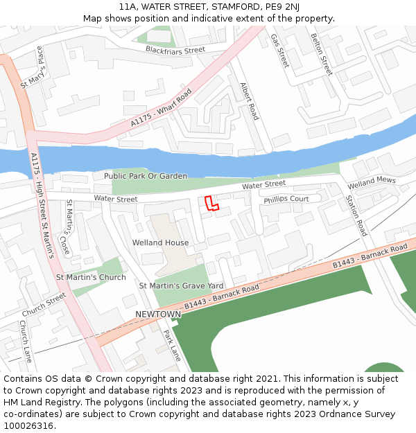 11A, WATER STREET, STAMFORD, PE9 2NJ: Location map and indicative extent of plot