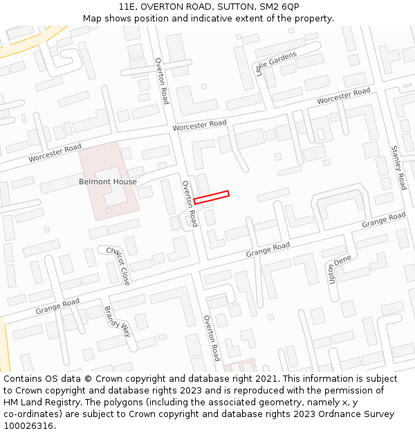11E, OVERTON ROAD, SUTTON, SM2 6QP: Location map and indicative extent of plot