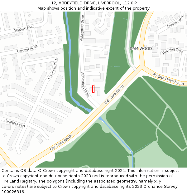 12, ABBEYFIELD DRIVE, LIVERPOOL, L12 0JP: Location map and indicative extent of plot