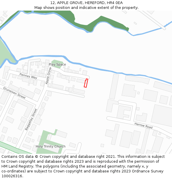 12, APPLE GROVE, HEREFORD, HR4 0EA: Location map and indicative extent of plot