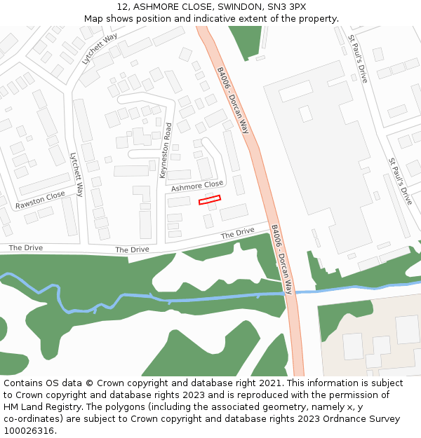 12, ASHMORE CLOSE, SWINDON, SN3 3PX: Location map and indicative extent of plot