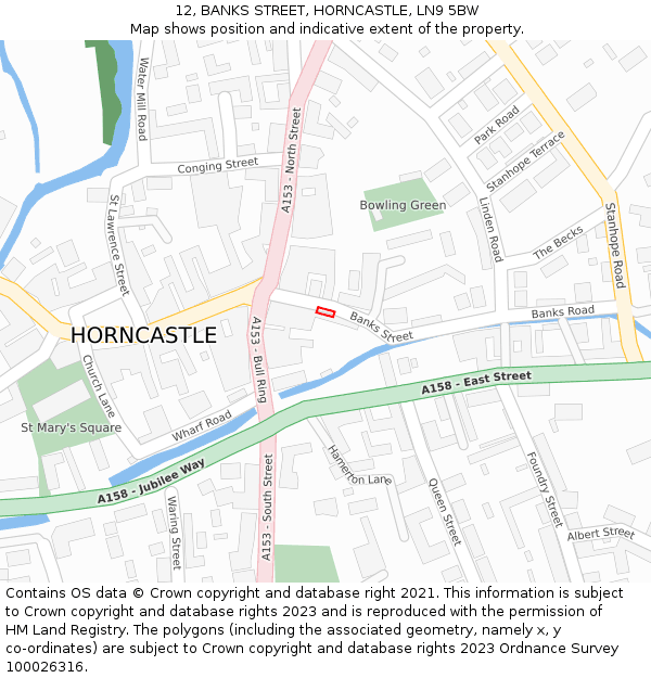 12, BANKS STREET, HORNCASTLE, LN9 5BW: Location map and indicative extent of plot