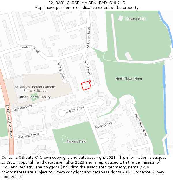 12, BARN CLOSE, MAIDENHEAD, SL6 7HD: Location map and indicative extent of plot