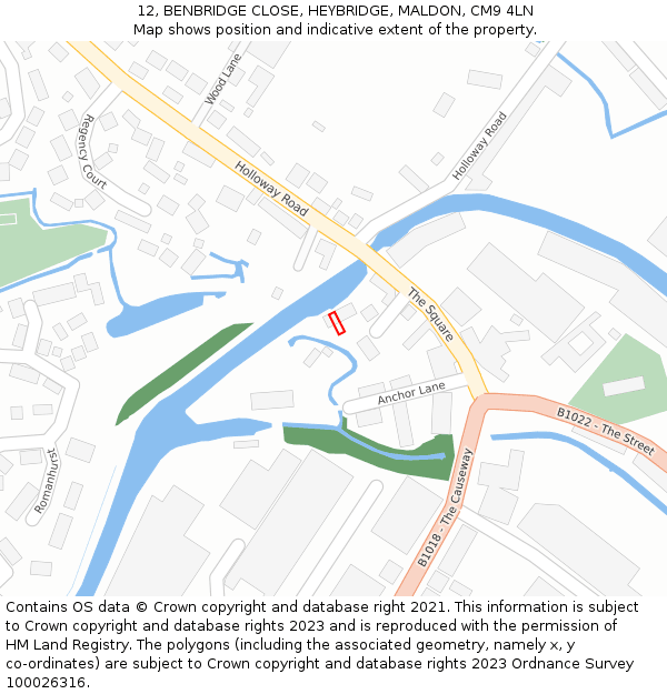 12, BENBRIDGE CLOSE, HEYBRIDGE, MALDON, CM9 4LN: Location map and indicative extent of plot