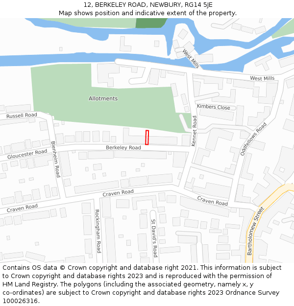 12, BERKELEY ROAD, NEWBURY, RG14 5JE: Location map and indicative extent of plot