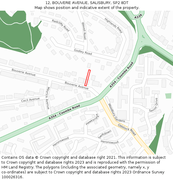 12, BOUVERIE AVENUE, SALISBURY, SP2 8DT: Location map and indicative extent of plot