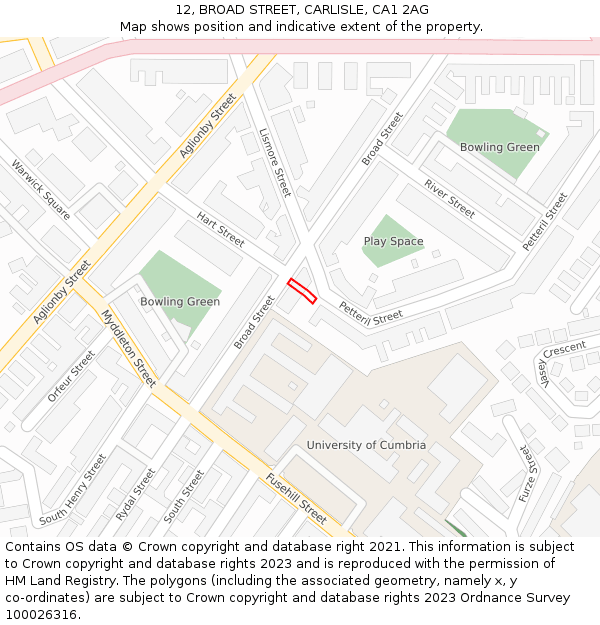 12, BROAD STREET, CARLISLE, CA1 2AG: Location map and indicative extent of plot