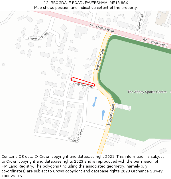 12, BROGDALE ROAD, FAVERSHAM, ME13 8SX: Location map and indicative extent of plot