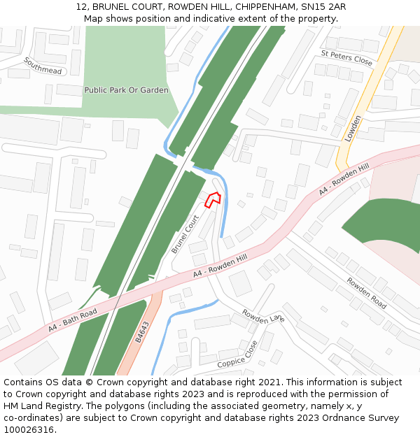 12, BRUNEL COURT, ROWDEN HILL, CHIPPENHAM, SN15 2AR: Location map and indicative extent of plot