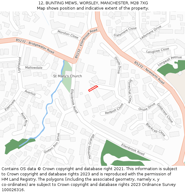 12, BUNTING MEWS, WORSLEY, MANCHESTER, M28 7XG: Location map and indicative extent of plot