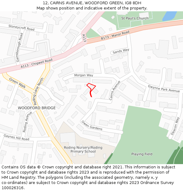 12, CAIRNS AVENUE, WOODFORD GREEN, IG8 8DH: Location map and indicative extent of plot