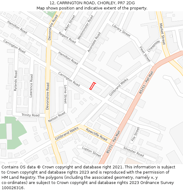 12, CARRINGTON ROAD, CHORLEY, PR7 2DG: Location map and indicative extent of plot