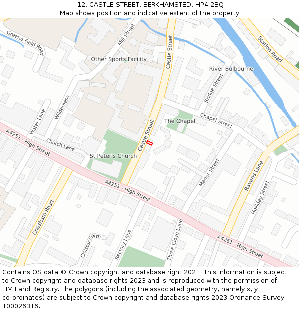 12, CASTLE STREET, BERKHAMSTED, HP4 2BQ: Location map and indicative extent of plot