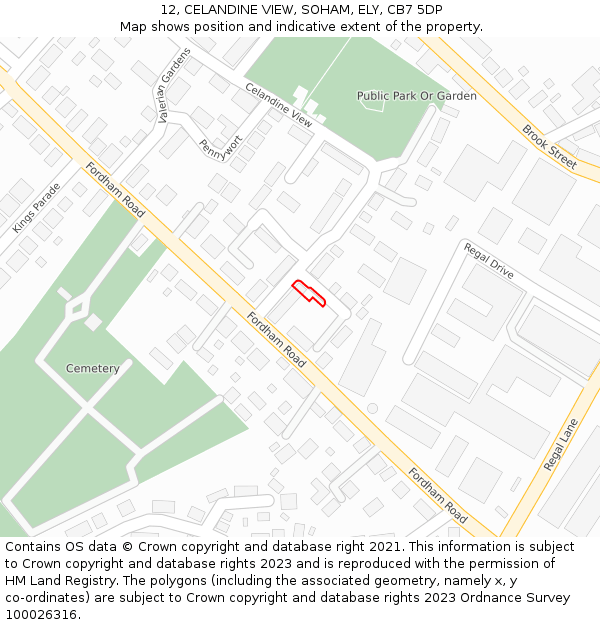 12, CELANDINE VIEW, SOHAM, ELY, CB7 5DP: Location map and indicative extent of plot