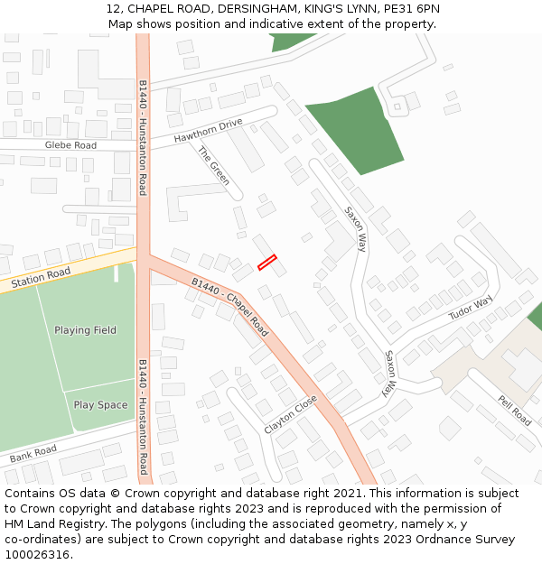 12, CHAPEL ROAD, DERSINGHAM, KING'S LYNN, PE31 6PN: Location map and indicative extent of plot
