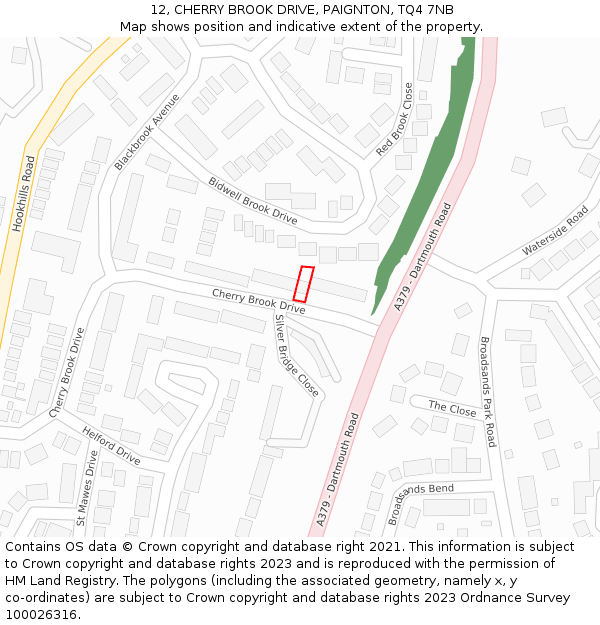 12, CHERRY BROOK DRIVE, PAIGNTON, TQ4 7NB: Location map and indicative extent of plot