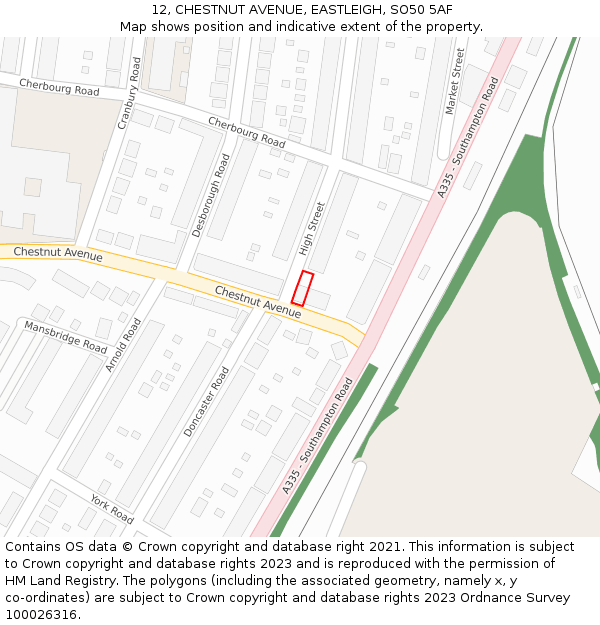 12, CHESTNUT AVENUE, EASTLEIGH, SO50 5AF: Location map and indicative extent of plot