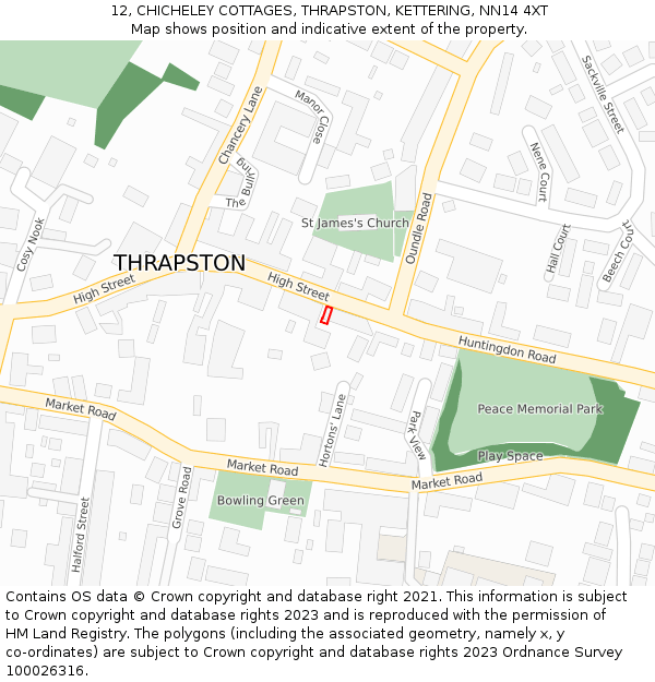 12, CHICHELEY COTTAGES, THRAPSTON, KETTERING, NN14 4XT: Location map and indicative extent of plot