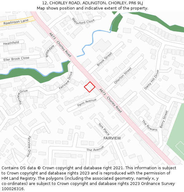 12, CHORLEY ROAD, ADLINGTON, CHORLEY, PR6 9LJ: Location map and indicative extent of plot