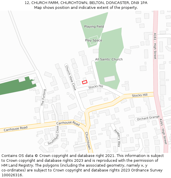 12, CHURCH FARM, CHURCHTOWN, BELTON, DONCASTER, DN9 1PA: Location map and indicative extent of plot