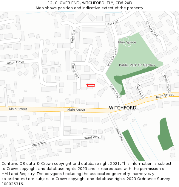 12, CLOVER END, WITCHFORD, ELY, CB6 2XD: Location map and indicative extent of plot
