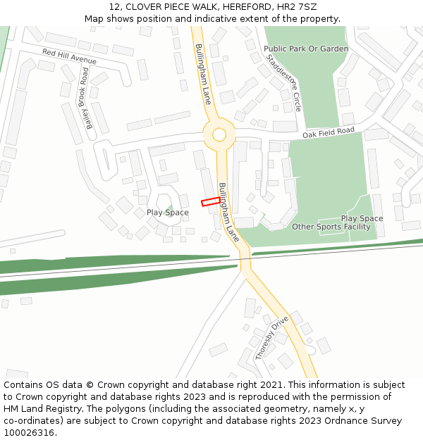 12, CLOVER PIECE WALK, HEREFORD, HR2 7SZ: Location map and indicative extent of plot